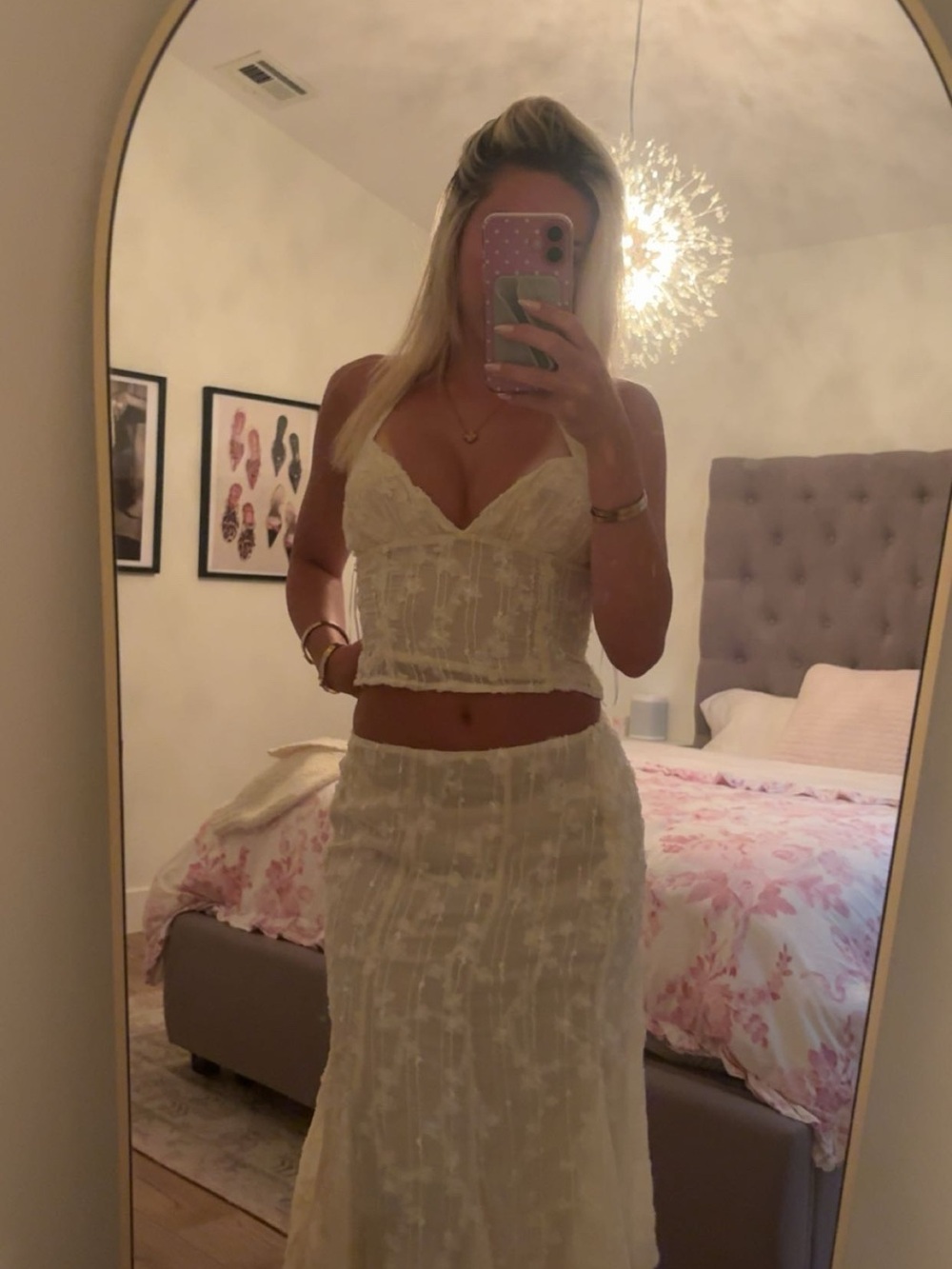 Princess Polly Aspyn Midi Skirt Set- White/Light Yellow - Picture 2 of 3